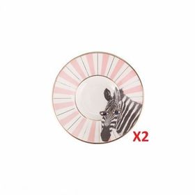 Porland 04ALM007474 Wild Life Zebra 11 cm 2'li Çay Tabağı