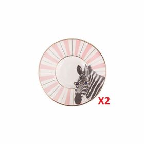 Porland 04ALM007474 Wild Life Zebra 11 cm 2'li Çay Tabağı