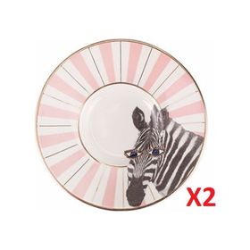 Porland 04ALM007474 Wild Life Zebra 11 cm 2'li Çay Tabağı