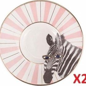 Porland 04ALM007474 Wild Life Zebra 11 cm 2'li Çay Tabağı