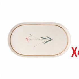 Porland 04ALM007654 28 cm Botanical Desen 4 Kayık Tabak