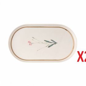 Porland 04ALM007654 28 cm Botanical Desen 4 Kayık Tabak