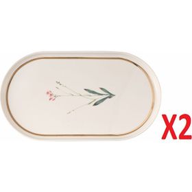 Porland 04ALM007654 28 cm Botanical Desen 4 Kayık Tabak