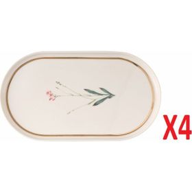 Porland 04ALM007654 28 cm Botanical Desen 4 Kayık Tabak