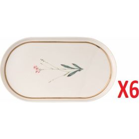 Porland 04ALM007654 28 cm Botanical Desen 4 Kayık Tabak