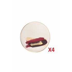 Porland 04ALM007900 21 cm 4'lü Dash Düz Pasta Tabağı