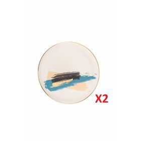 Porland 04ALM007904 21 cm 2'li Dash Düz Pasta Tabağı