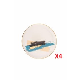Porland 04ALM007904 21 cm 4'lü Dash Düz Pasta Tabağı