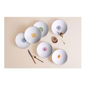 Porland 04AP021776 Morocco 6'lı 20 cm Karma Renk Çukur Tabak Takımı