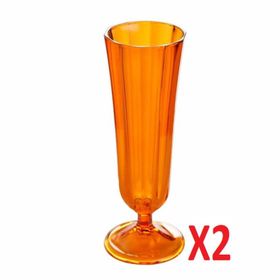 Porland 04FIA001736 130 cc 2'li Turuncu Flüt Şampanya Bardağı
