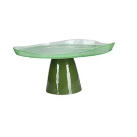 Porland 04FIA002605 28 cm Ripple Yeşil Ayaklı Tabak