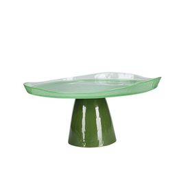 Porland 04FIA002605 28 cm Ripple Yeşil Ayaklı Tabak