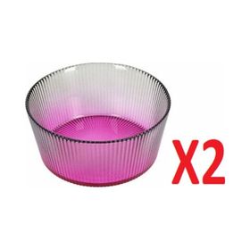 Porland 04FIA002616 13 cm 2'li Tirius Pembe-Koyu Yeşil Kase