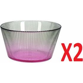 Porland 04FIA002620 11 cm 2'li Tirius Pembe-Koyu Yeşil Kase