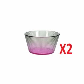 Porland 04FIA002620 11 cm 2'li Tirius Pembe-Koyu Yeşil Kase