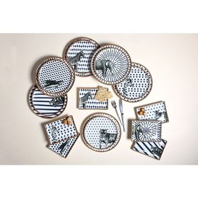 Porland 04POR034380 Fractal Desenli Renkli 24 cm 6'lı Servis Takımı