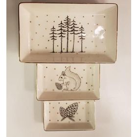 Porland 11-13-19 cm Forest 3 Parça Kahvaltı Meze Tabağı
