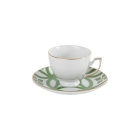 Porland 170 cc Morocco Desen1 Yeşil Tabaklı Çay Fincanı