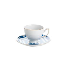 Porland 170 cc Morocco Desen2 Mavi Tabaklı Çay Fincanı