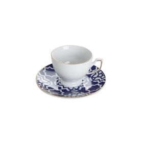 Porland 170 cc Morocco Desen2 Mavi Tabaklı Çay Fincanı