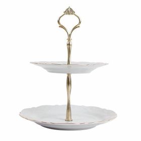 Porland 21 cm Queen Altın Yaldız 2 Katlı Kurabiye Tabağı