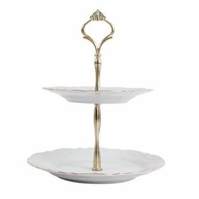 Porland 21 cm Queen Altın Yaldız 2 Katlı Kurabiye Tabağı