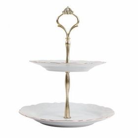 Porland 21 cm Queen Altın Yaldız 2 Katlı Kurabiye Tabağı
