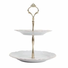Porland 21 cm Queen Altın Yaldız 2 Katlı Kurabiye Tabağı