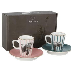 Porland 4 Parça Wild Life Zebra-Elephant Tabaklı Kahve Takımı