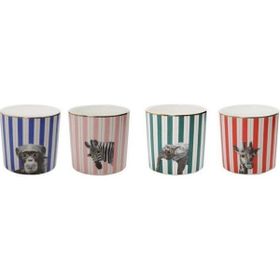 Porland 4 Parça Wild Life Zebra-Elephant Tabaklı Kahve Takımı