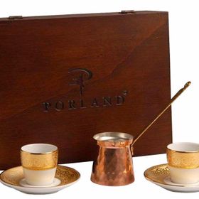 Porland 5 Parça Rumi Altın Kahve Takımı