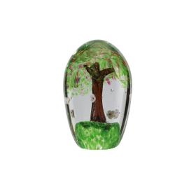 Porland Ağaç 11 cm Yeşil Pembe Cam Biblo