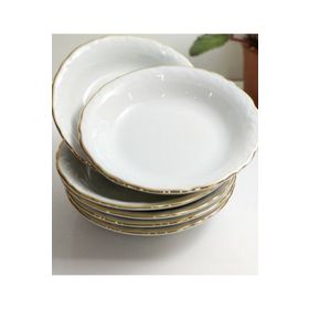 Porland Altın Yaldız Porselen 12'li 16 cm Çukur Tabak