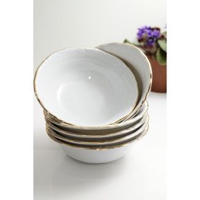 Porland Altın Yaldızlı 13 cm 6 Adet Porselen Kase
