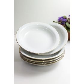 Porland Altın Yaldızlı Porselen 6'lı 19 cm Çukur Yemek Tabak