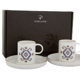 Porland Arabesque Desen 5 2 Kişilik 85 cc Kahve Takımı