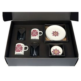 Porland Arabesque Desen 6 2 Kişilik 85 cc Kahve Takımı