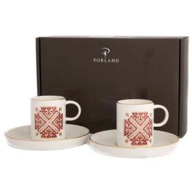 Porland Arabesque Desen 6 6 Kişilik 85 cc Kahve Takımı