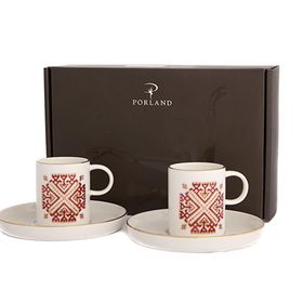 Porland Arabesque Desen6 4 Parça Kahve Takımı