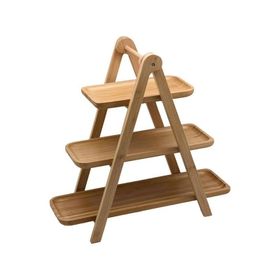 Porland Bambu 385 mm 3 Katlı Sunum Tabağı