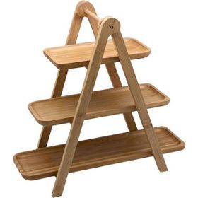 Porland Bambu 385 mm 3 Katlı Sunum Tabağı