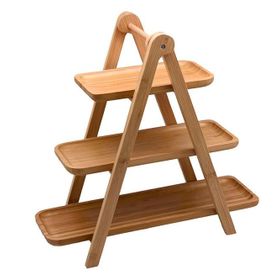 Porland Bambu 385 mm 3 Katlı Sunum Tabağı