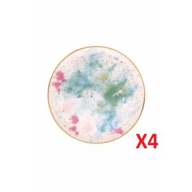 Porland Beyaz Cosmos Desen 1 20 cm 4'lü Düz Tabak