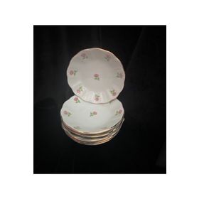 Porland Billur Pembe Çiçekli Porselen 11 cm 6'lı Çay Tabağı