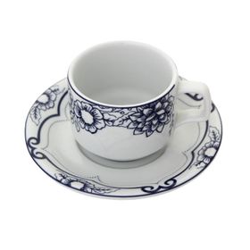 Porland Blue Manoir Desen 4 190 cc Tabaklı Çay Fincanı