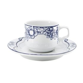 Porland Blue Manoir Desen 4 85 cc 12 Adet Tabaklı Kahve Fincanı