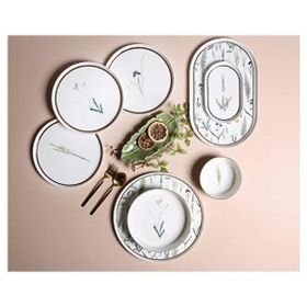 Porland Botanical 27 Parça 6 Kişilik Beyaz Desenli Porselen Yemek Takımı