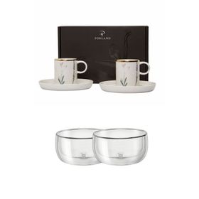 Porland Botanical 85 cc 2'li Kahve Fincanı ve Zwilling 280 ml 2'li Çift Camlı Cam Kase