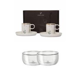 Porland Botanical 85 cc 2'li Kahve Fincanı ve Zwilling 280 ml 2'li Çift Camlı Cam Kase