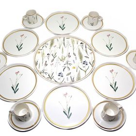 Porland Botanical Menekşe Desenli 7'li Pasta Sunum Seti
